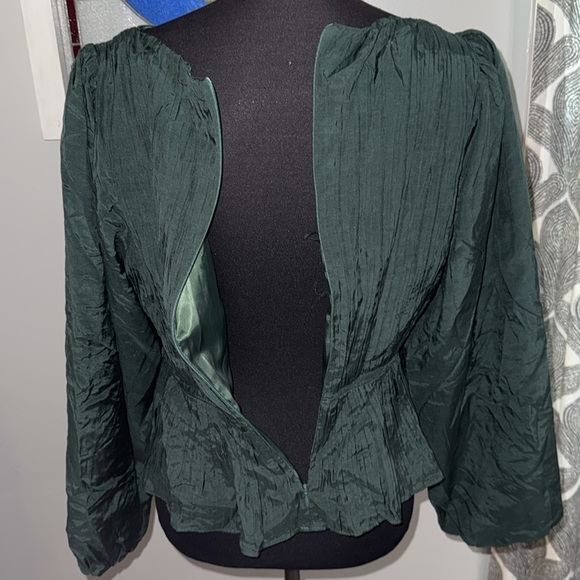 Bohme Pleated Puff Sleeve Peplum Blouse SZ  Small - Picture 6 of 9